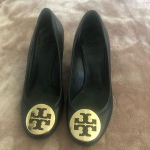 Tory Burch black closed toe wedge